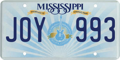 MS license plate JOY993
