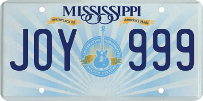 MS license plate JOY999