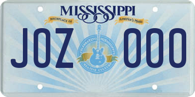 MS license plate JOZ000