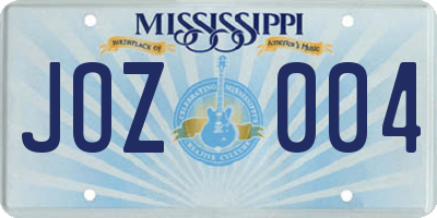 MS license plate JOZ004