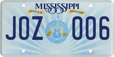 MS license plate JOZ006