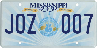 MS license plate JOZ007