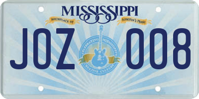 MS license plate JOZ008