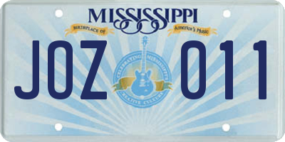 MS license plate JOZ011