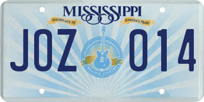 MS license plate JOZ014