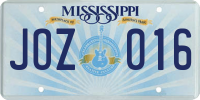 MS license plate JOZ016