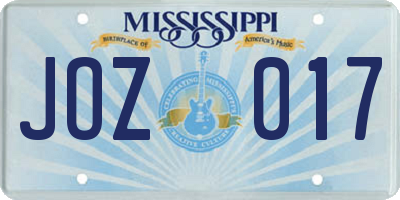 MS license plate JOZ017