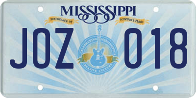 MS license plate JOZ018
