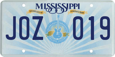 MS license plate JOZ019