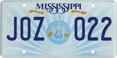 MS license plate JOZ022