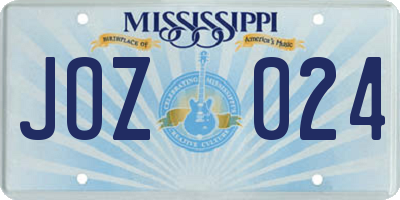 MS license plate JOZ024