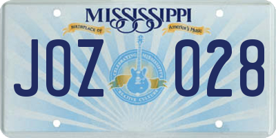 MS license plate JOZ028