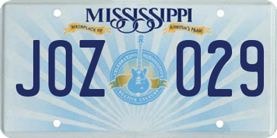 MS license plate JOZ029