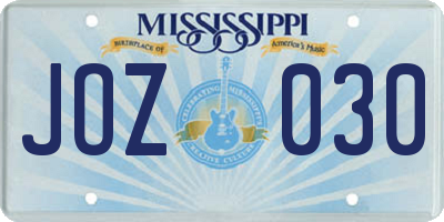 MS license plate JOZ030