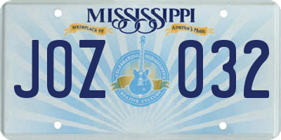 MS license plate JOZ032