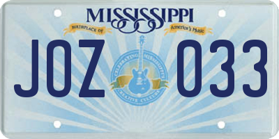 MS license plate JOZ033