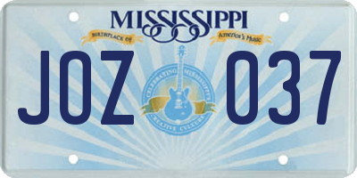 MS license plate JOZ037