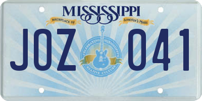 MS license plate JOZ041