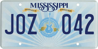 MS license plate JOZ042