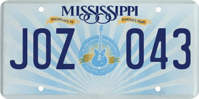 MS license plate JOZ043