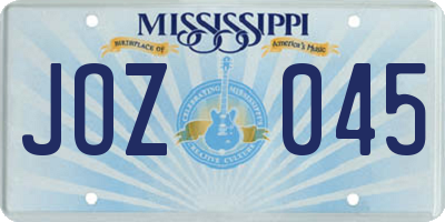 MS license plate JOZ045