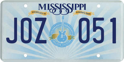 MS license plate JOZ051