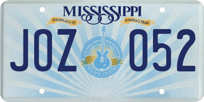 MS license plate JOZ052