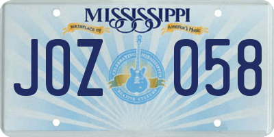 MS license plate JOZ058