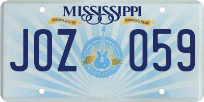 MS license plate JOZ059