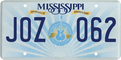 MS license plate JOZ062