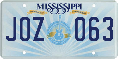 MS license plate JOZ063