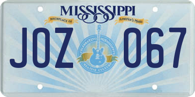 MS license plate JOZ067