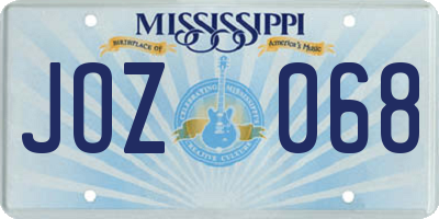 MS license plate JOZ068