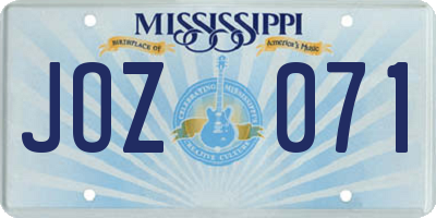 MS license plate JOZ071