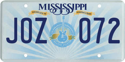 MS license plate JOZ072