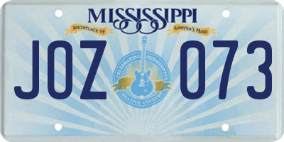 MS license plate JOZ073