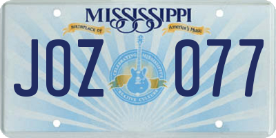 MS license plate JOZ077