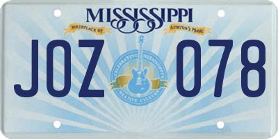 MS license plate JOZ078