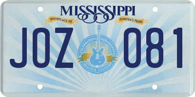 MS license plate JOZ081