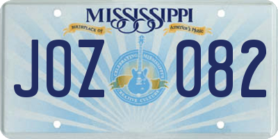 MS license plate JOZ082