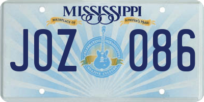 MS license plate JOZ086