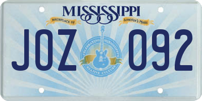 MS license plate JOZ092