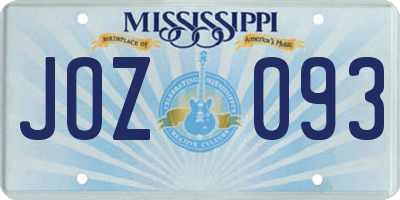 MS license plate JOZ093