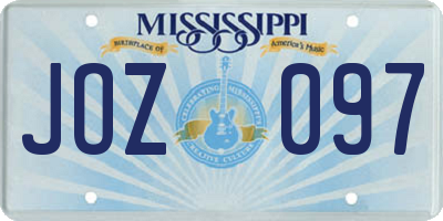 MS license plate JOZ097