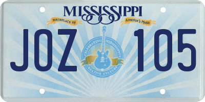 MS license plate JOZ105