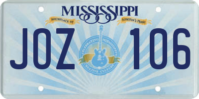MS license plate JOZ106