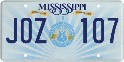 MS license plate JOZ107
