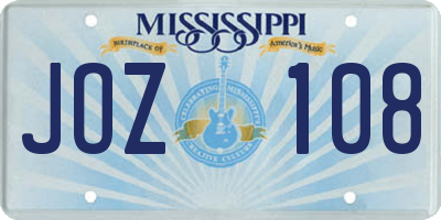 MS license plate JOZ108