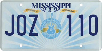 MS license plate JOZ110