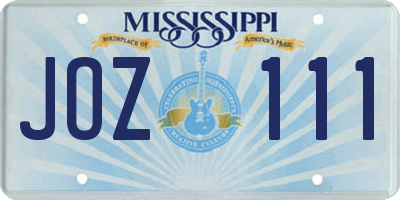 MS license plate JOZ111